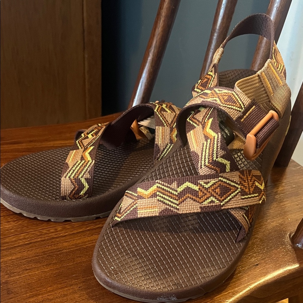 Chaco Brown and Tan Patterned Women's Sandals